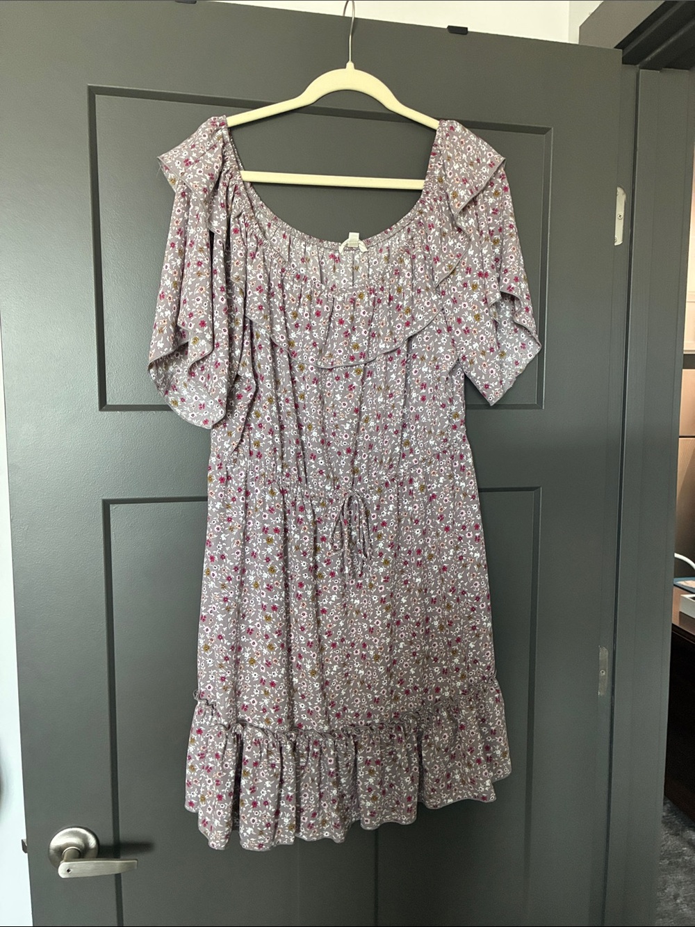 Floral Ruffle Off-Shoulder Summer Dress - Pink Floral